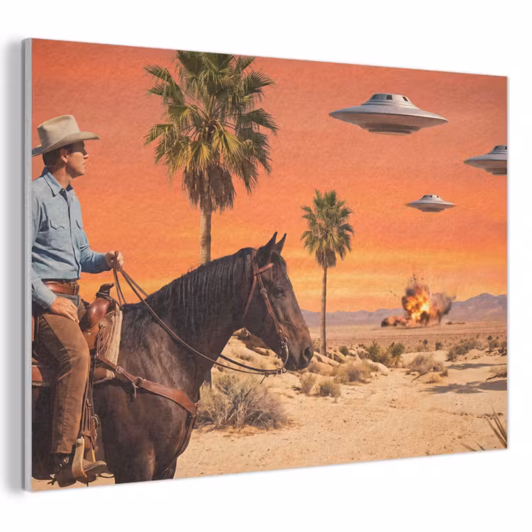 Akustikbild - Cowboy – Pferd – Wüste - Cowboy - Paard - Woestijn PET vilt klein