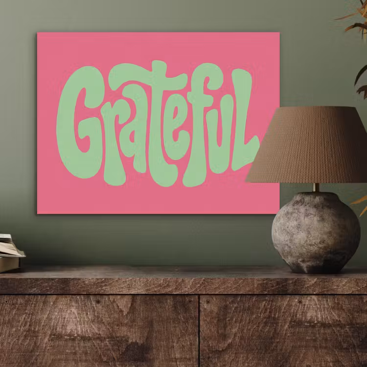Grateful - Groen - Grafisch - Vloeiend PET vilt klein -sfeer2
