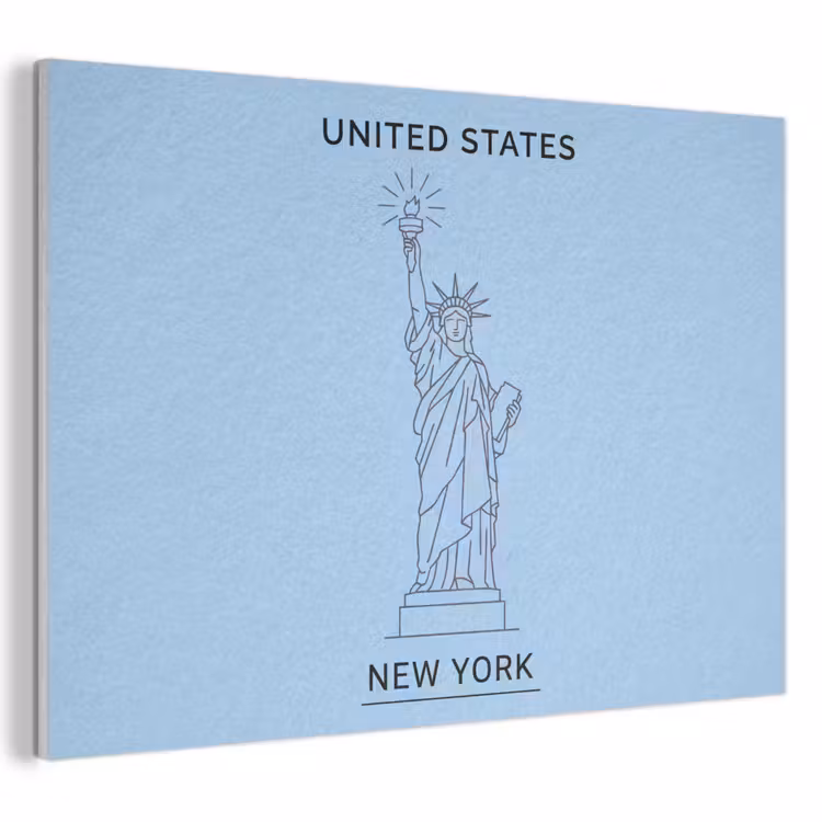 Monument - Vrijheidsbeeld - New York - Minimalistisch - Blauw PET vilt klein -3d