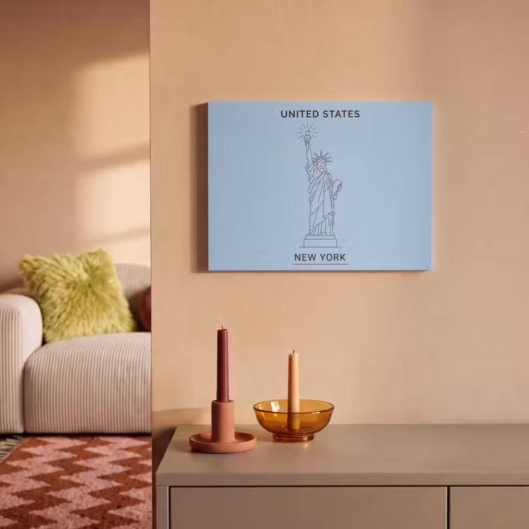 Monument - Vrijheidsbeeld - New York - Minimalistisch - Blauw PET vilt klein -sfeer1