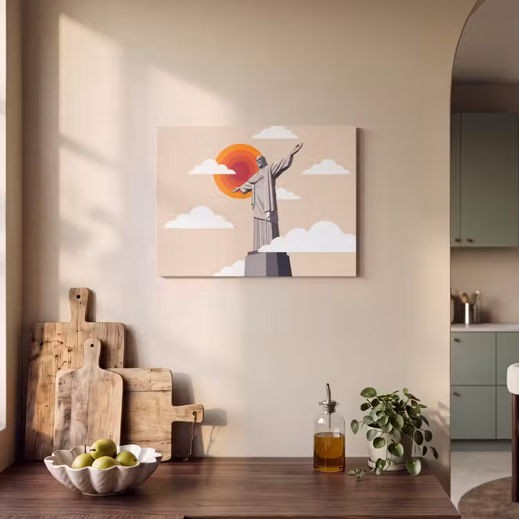 Monument - Stad - Zonsondergang - Minimalistisch - Oranje PET vilt klein -sfeer2
