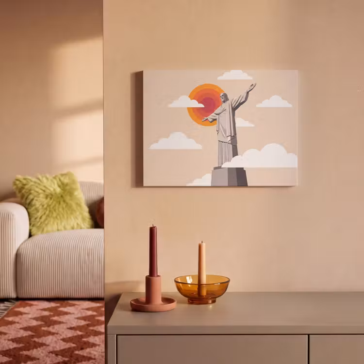 Monument - Stad - Zonsondergang - Minimalistisch - Oranje PET vilt klein -sfeer1