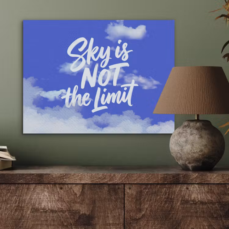 Sky is not the limit - Blauwe lucht - Wolken PET vilt klein -sfeer2