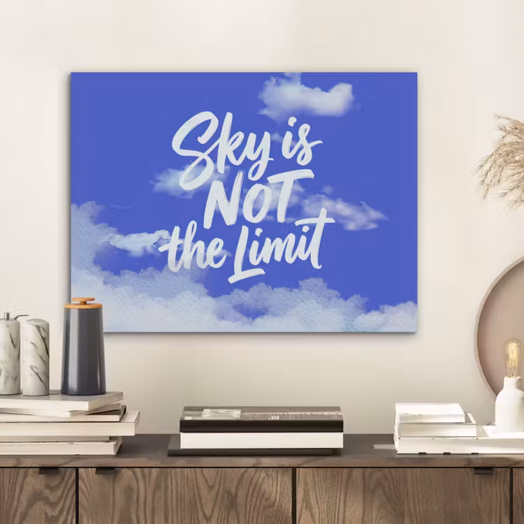 Sky is not the limit - Blauwe lucht - Wolken PET vilt klein -sfeer1