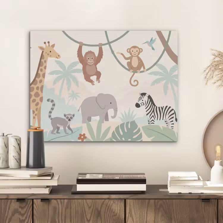 Jungle - Dieren - Groen PET vilt klein -sfeer1
