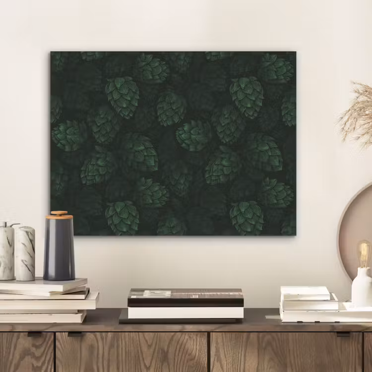Donker - Groen - Hopbellen - Botanisch - Illustratie PET vilt klein 837 -sfeer1