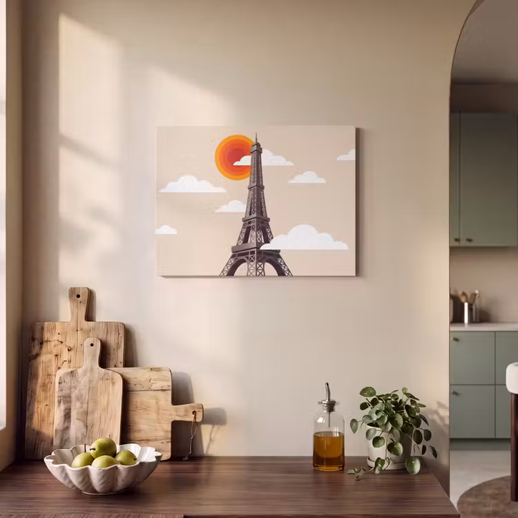 Eiffeltoren - Zon - Architectuur - Abstract - Beige PET vilt klein -sfeer2