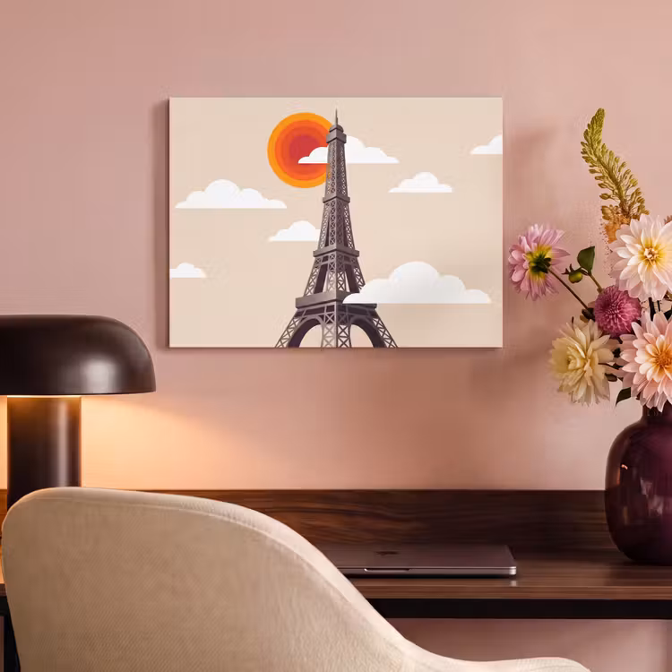 Eiffeltoren - Zon - Architectuur - Abstract - Beige PET vilt klein -sfeer3