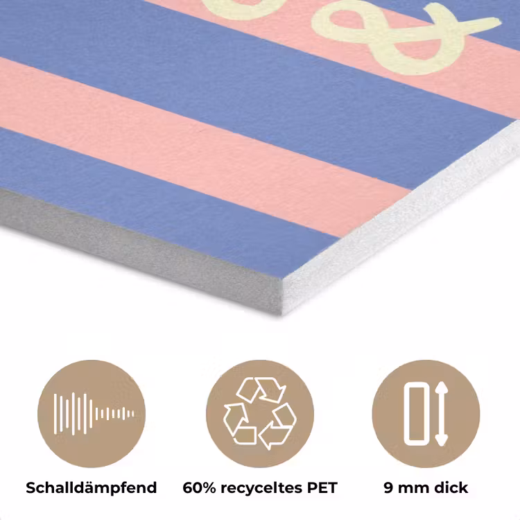 Try again - Strepen - Roze - Verticaal - Blauw PET vilt klein -closeup_DE