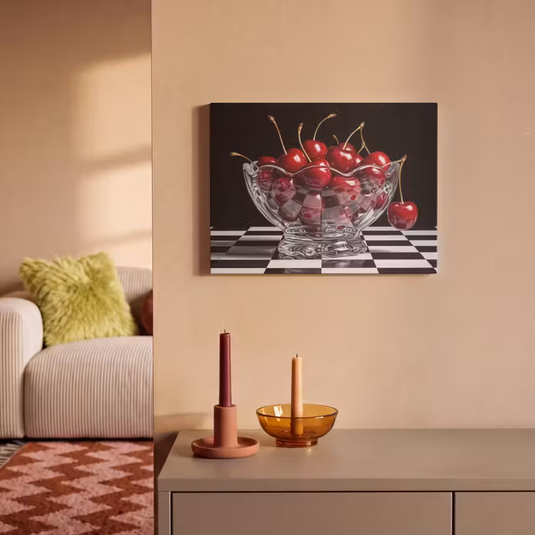Akustikbild - Essen – Kirschen – Rot - Eten - Kersen - Rood PET vilt klein