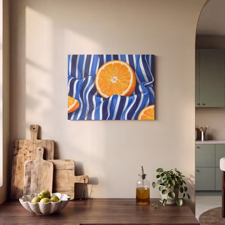 Akustikbild - Essen – Obst – Orange - Eten - Fruit - Oranje PET vilt klein