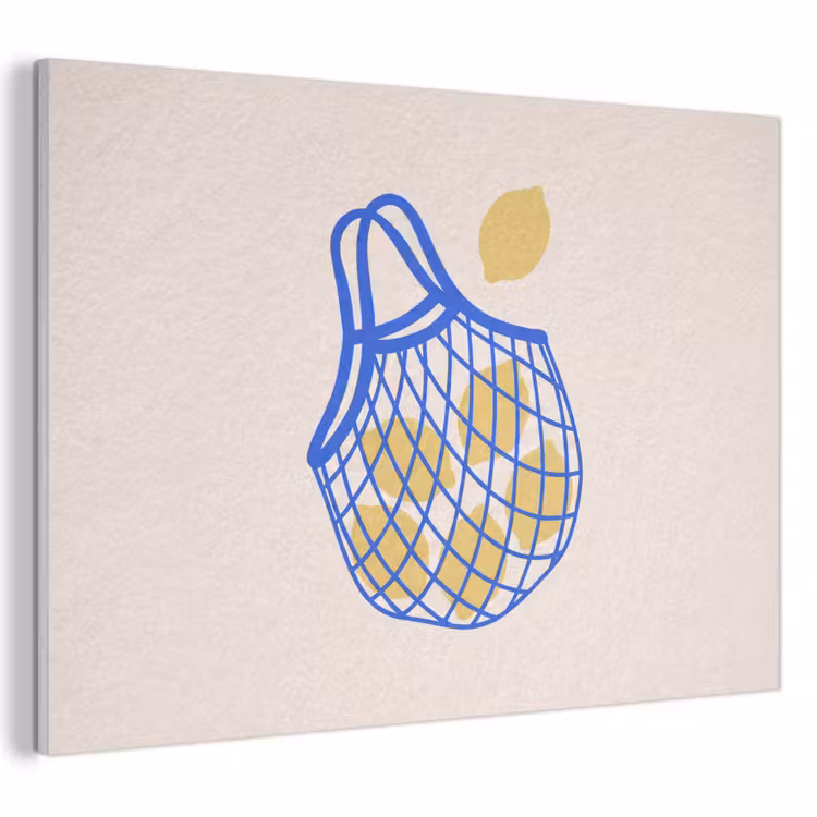 Eten - Citroen - Boodschappen - Abstract - Geel - Blauw PET vilt klein -3d