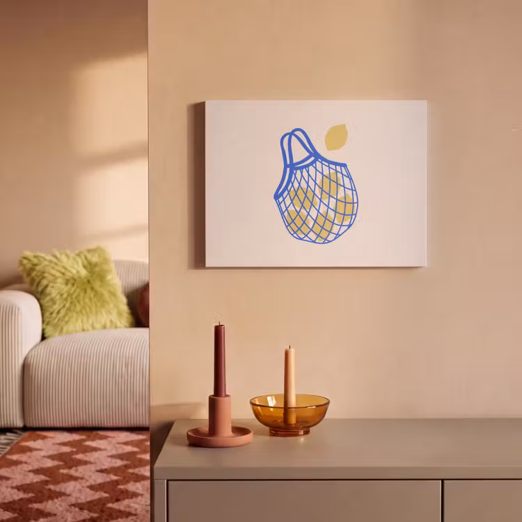 Eten - Citroen - Boodschappen - Abstract - Geel - Blauw PET vilt klein -sfeer1