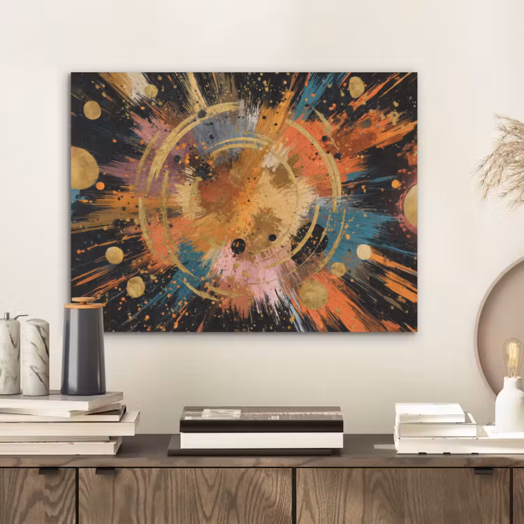 Explosie - Verfstructuur - Goud - Abstract PET vilt klein -sfeer1