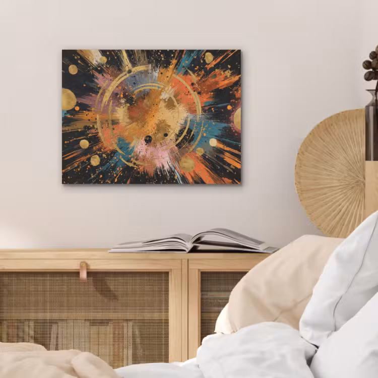 Explosie - Verfstructuur - Goud - Abstract PET vilt klein -sfeer3