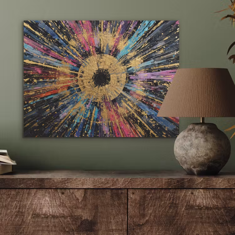 Explosie - Goud - Kleurrijk - Abstract PET vilt klein -sfeer2