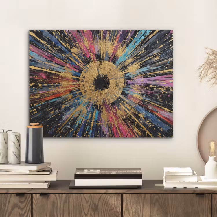 Explosie - Goud - Kleurrijk - Abstract PET vilt klein -sfeer1