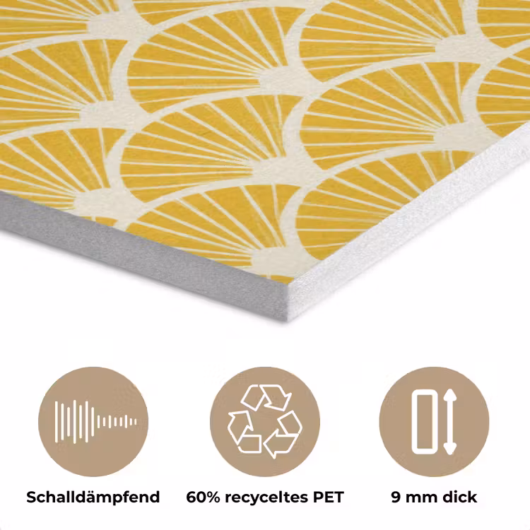 Waaiers - Art Deco - Retro - Okergeel PET vilt klein 837 -closeup_DE