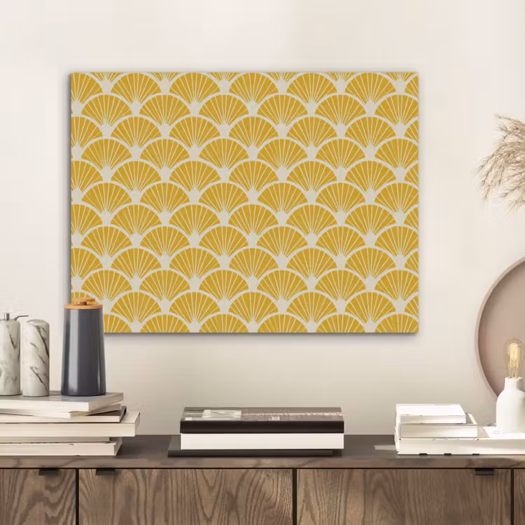 Waaiers - Art Deco - Retro - Okergeel PET vilt klein 837 -sfeer1