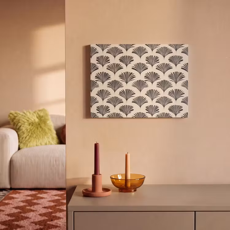 Waaiers - Botanisch - Zwart - Beige PET vilt klein 837 -sfeer1