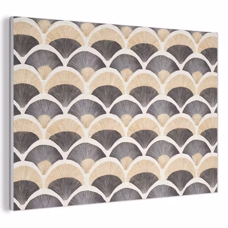 Waaier - Patroon - Zwart - Beige PET vilt klein 837 -3d