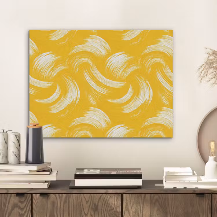 Verfstreken - Abstract - Dynamisch - Geel PET vilt klein 837 -sfeer1