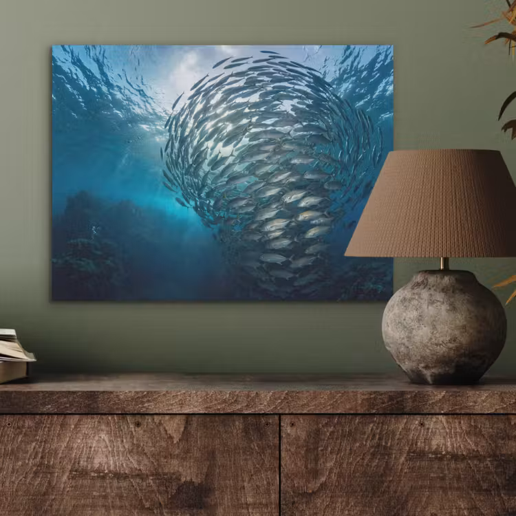 Vis - School - Oceaan - Natuur - Blauw PET vilt klein -sfeer2