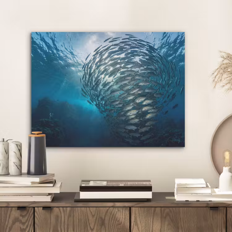Vis - School - Oceaan - Natuur - Blauw PET vilt klein -sfeer1