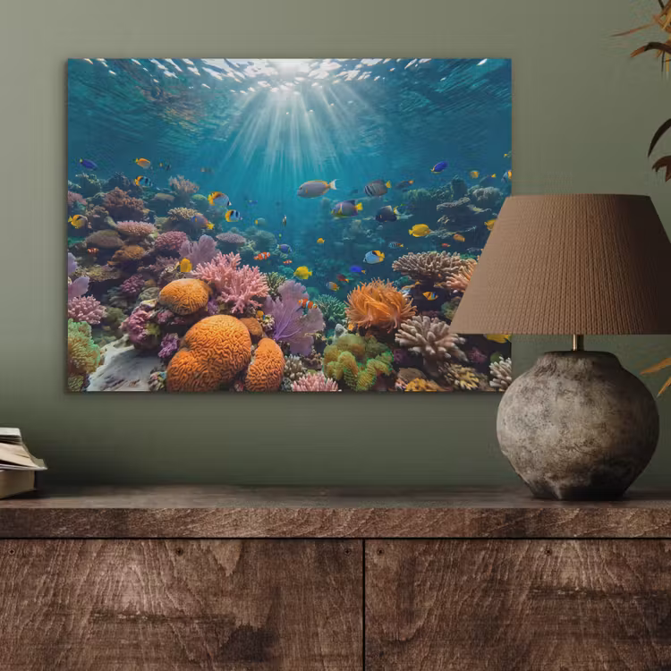 Vis - Koraal - Oceaan - Natuur - Kleurrijk PET vilt klein -sfeer2