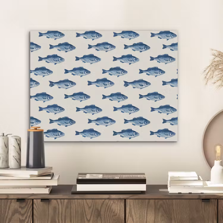 Vis - Patroon - Blauw PET vilt klein 837 -sfeer1