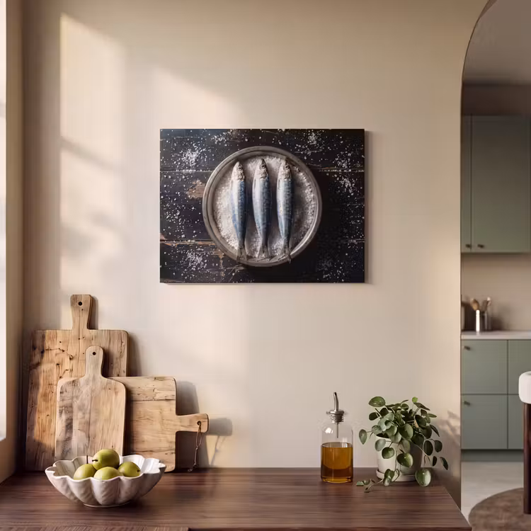 Akustikbild - Fisch – Salz – Essen - Vis - Zout - Eten PET vilt klein