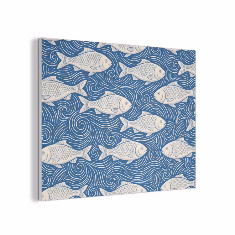 Vis - Water - Patroon - Grafisch - Blauw PET vilt klein -3d