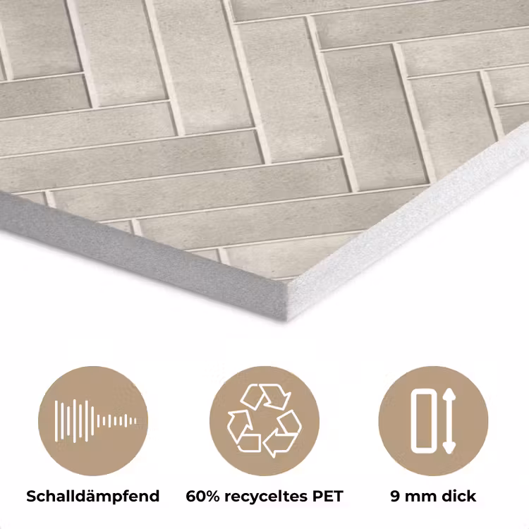 Visgraat - Wandtegel - Beige PET vilt klein 837 -closeup_DE