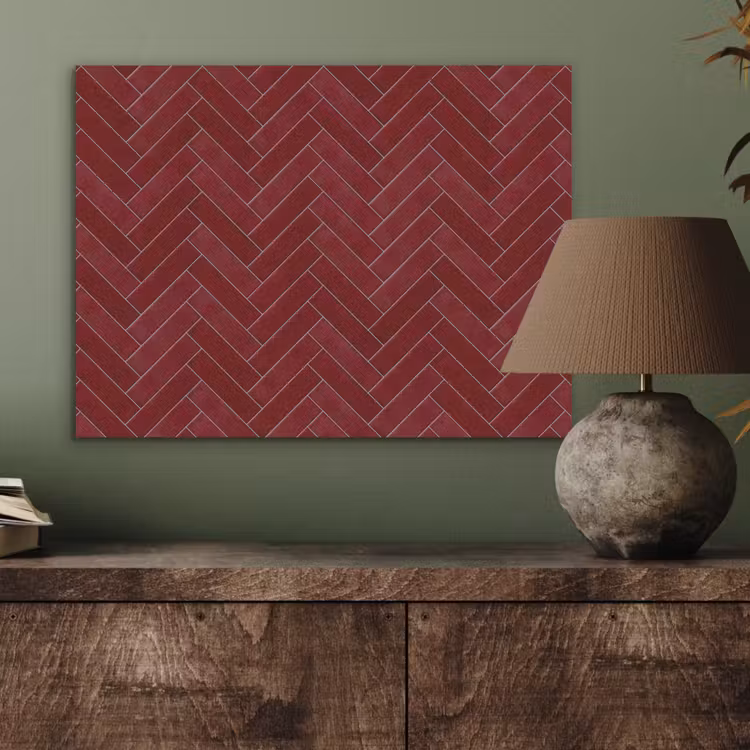 Visgraat - Wandtegel - Bordeaux - Rood PET vilt klein 837 -sfeer2