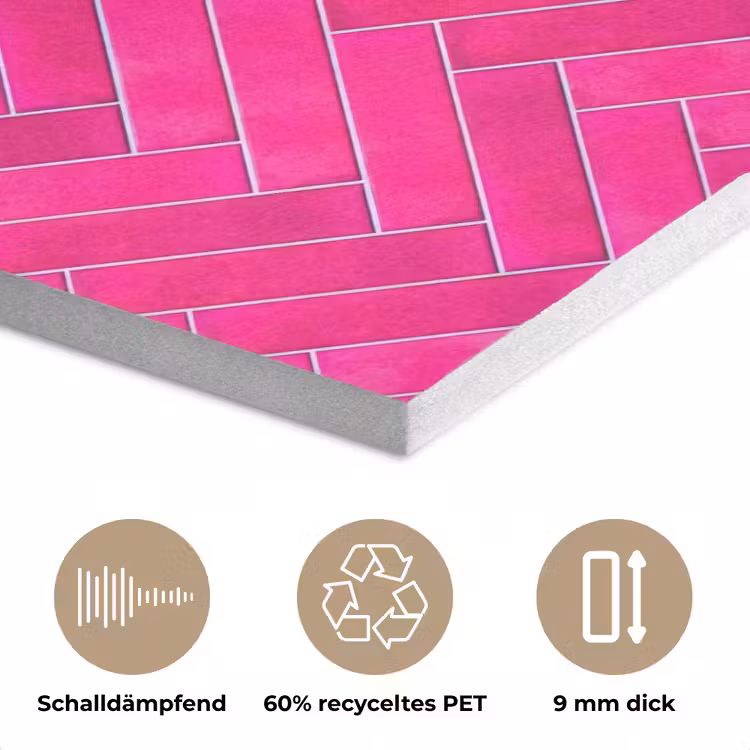 Visgraat - Wandtegel - Fuchsia - Roze PET vilt klein 837 -closeup_DE