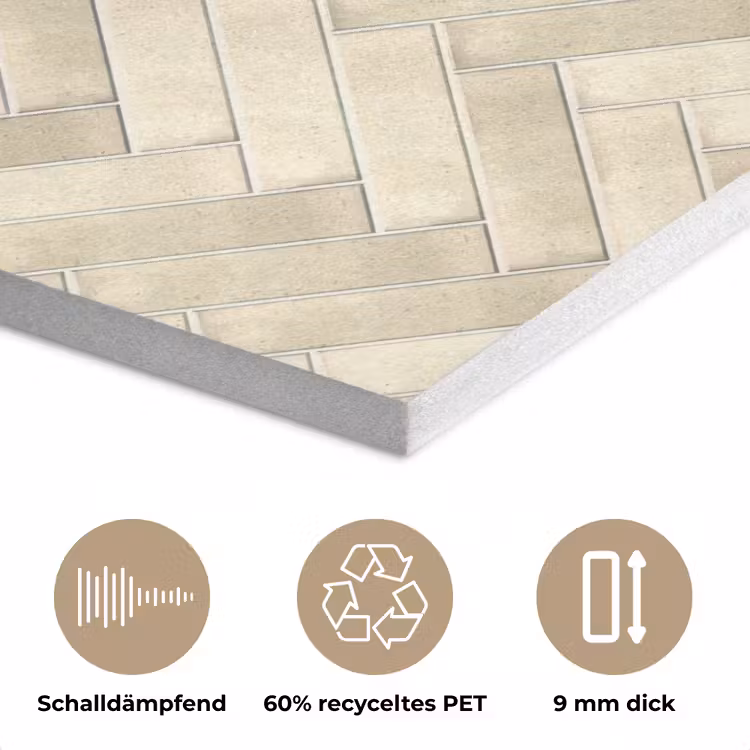 Visgraat - Wandtegel - Licht Beige PET vilt klein 837 -closeup_DE