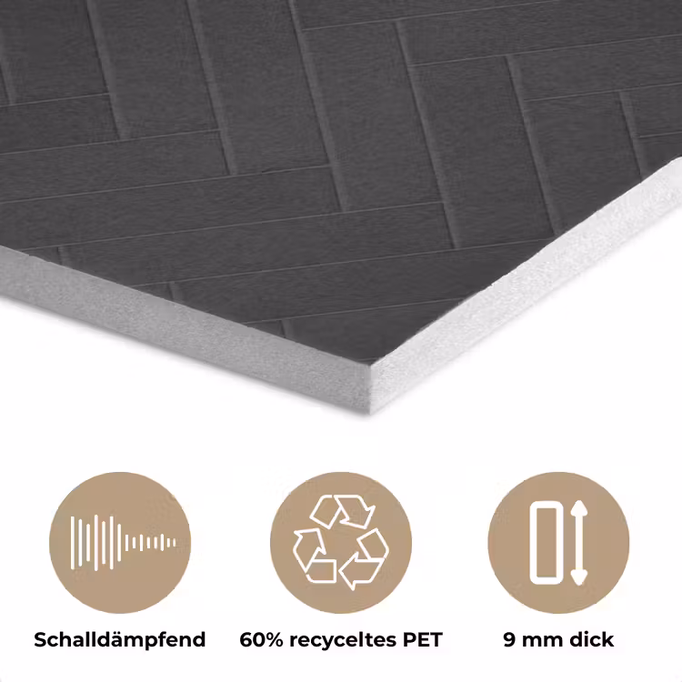 Visgraat - Wandtegel - Mat - Zwart PET vilt klein 837 -closeup_DE
