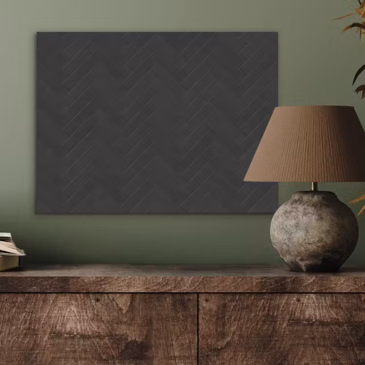 Visgraat - Wandtegel - Mat - Zwart PET vilt klein 837 -sfeer2