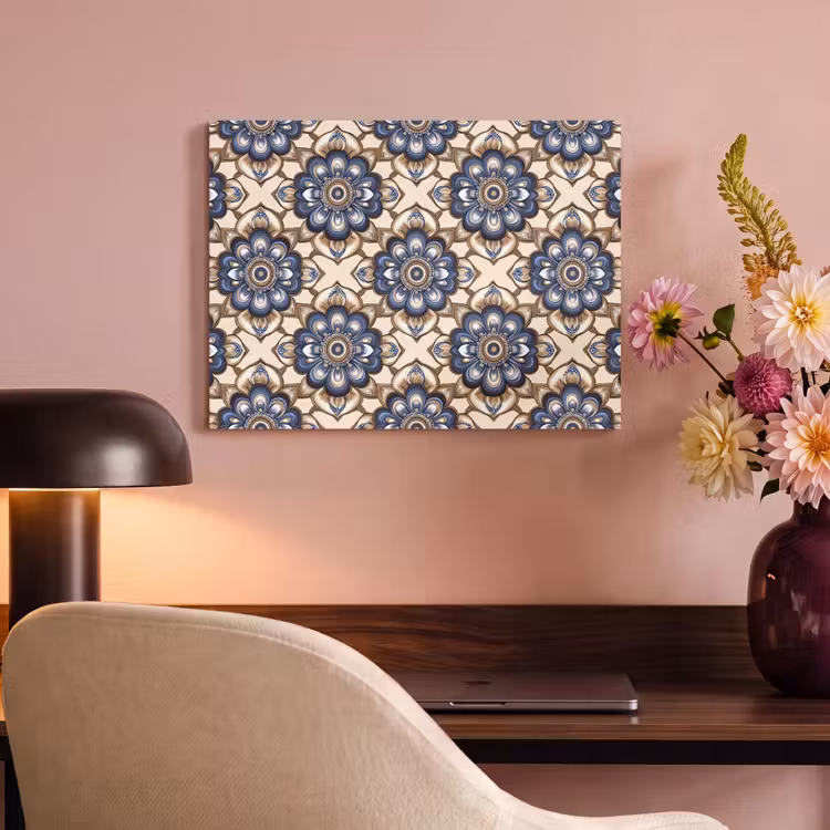 Floraal - Ornament - Blauw PET vilt klein 837 -sfeer3