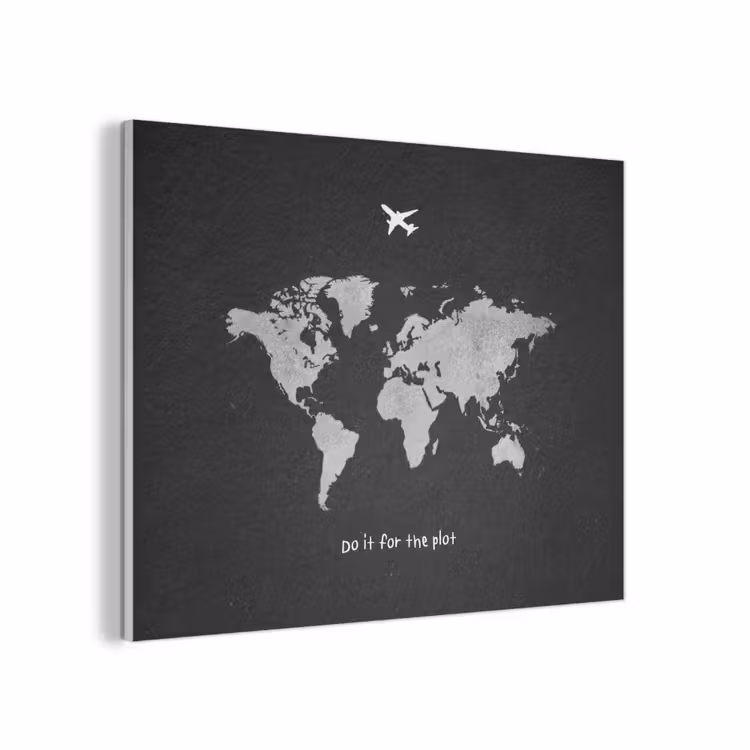 Vliegtuig - Quote - Wereldkaart PET vilt klein -3d