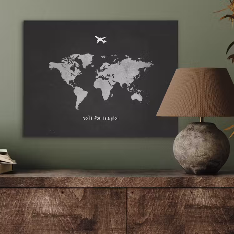 Vliegtuig - Quote - Wereldkaart PET vilt klein -sfeer2