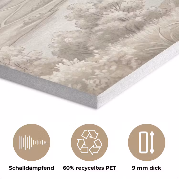 Rivierlandschap - Bergen - Natuur - Vintage - Beige PET vilt klein -closeup_DE