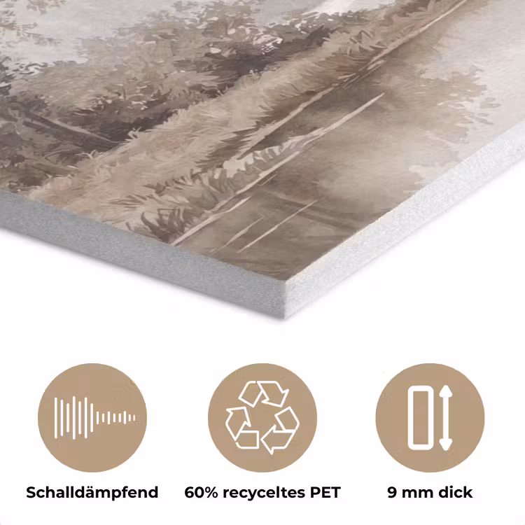 Rivierlandschap - Minimalistisch - Aardetinten PET vilt klein -closeup_DE