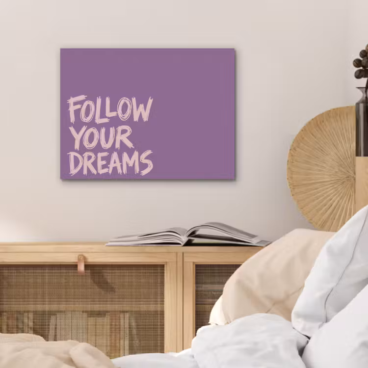 Follow your dreams - Paars - Penseeltextuur PET vilt klein -sfeer3