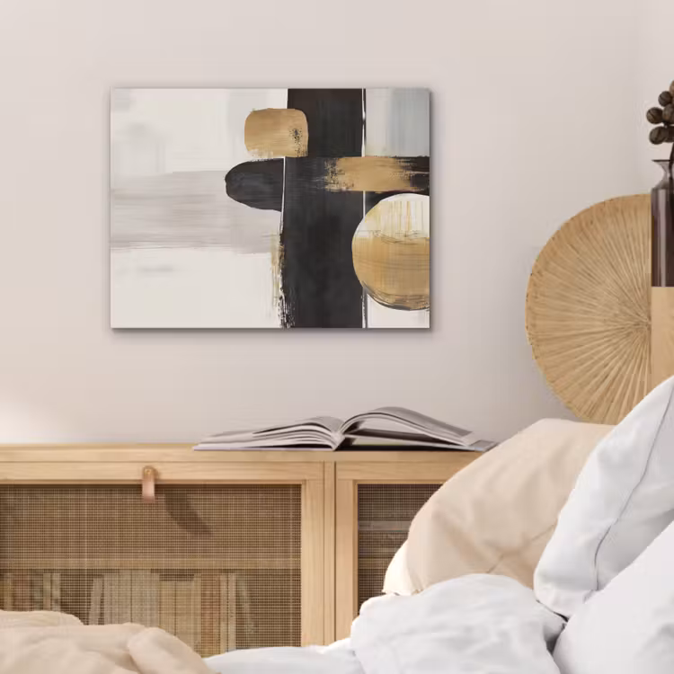 Vormen - Penseelstreken - Abstract - Goud PET vilt klein -sfeer3