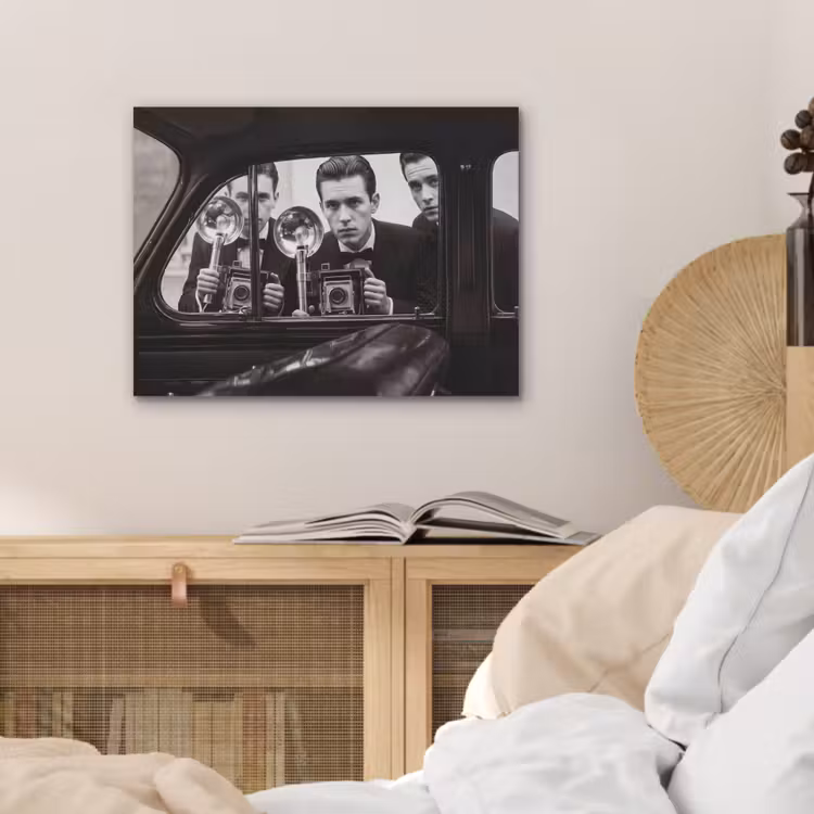 Fotograaf - Camera - Vintage - Journalistiek - Zwart-wit PET vilt klein -sfeer3