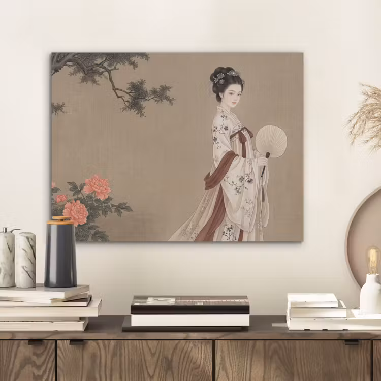 Vrouw - Azië - Kunst - Beige PET vilt klein -sfeer1