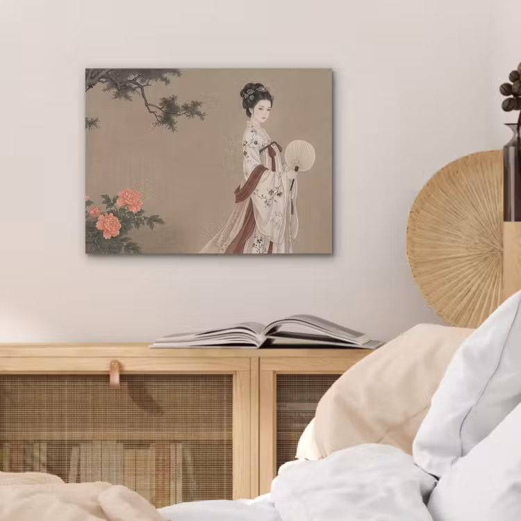 Vrouw - Azië - Kunst - Beige PET vilt klein -sfeer3