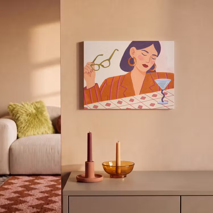 Vrouw - Bril - Cocktail - Illustratie - Modern PET vilt klein -sfeer1