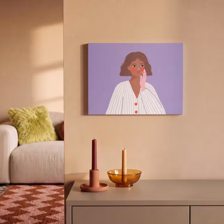 Vrouw - Gezicht - Mensen - Abstract - Kleurrijk PET vilt klein -sfeer1